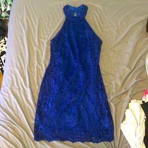 Royal blue dress, comfy, and fits well